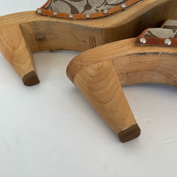 Coach Made in Italy Signature Wooden Mule Heels - Picture 3 of 8